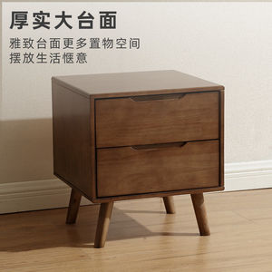 โต๊ะข้างเตียงไม้เนื้อแข็ง สีวอลนัท 2 ลิ้นชัก เฟอร์นิเจอร์ห้องนอน - Product Image 4