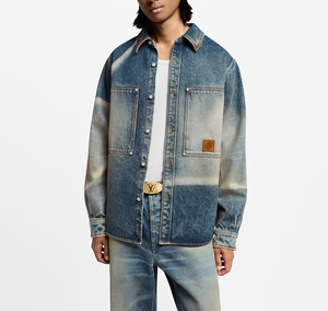 Veste en jean T pour <span class=keywords><strong>homme</strong></span> Chemise à boutons pour le travail Soudure sur le chantier Anti-brûlure et résistant à l'usure Col rabattu multi-poches - Product Image 1
