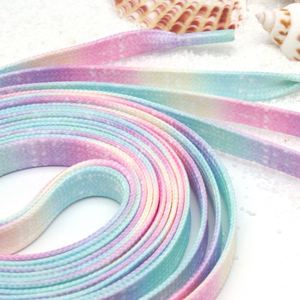 Cordones Planos para Zapatos de Tela de 1.2cm, Impresos a Color, con Degradado Personalizado, Cordones Planos para Zapatillas con Puntas Metálicas - Product Image 2