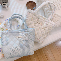Sac fourre-tout matelassé écologique avec logo imprimé personnalisé Sac à provisions en coton gonflé réutilisable et pliable Sac fourre-tout cadeau pour femme à imprimé personnalisé avec propre design