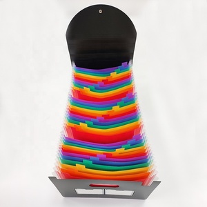 Venta al por mayor 25 rejilla sello de tres lados cordón Flip File Holder A4 multicapa Pp archivo hogar Oficina almacenamiento documento organizador de escritorio - Product Image 2
