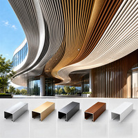 Mur rideau en profilés aluminium et panneaux de plafond à lamelles en aluminium pour la décoration moderne des bâtiments de bureaux