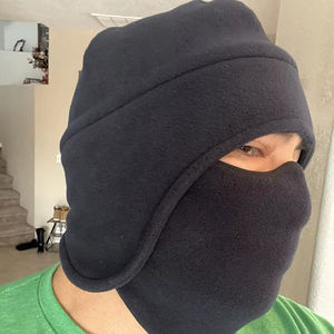 ユニセックス暖かい2in1冬用フリースストライプ付き耳当て付きスカルスポーツビーニースキーマスク（釣り用） - Product Image 3