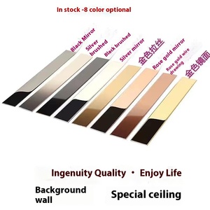 <span class=keywords><strong>Bordo</strong></span> <span class=keywords><strong>Decorativo</strong></span> Autoadesivo in Acciaio Inox Titanio Nero <span class=keywords><strong>per</strong></span> Piastrelle di Soffitto e Parete Accessori Metallici - Product Image 6