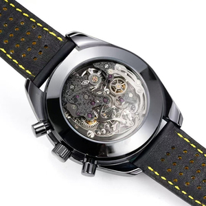 Reloj Mecánico Deportivo para Hombre, Edición Limitada de Lujo, Esfera de Cerámica, Correa de Cuero Negra, Cronógrafo, Esqueleto, Resistente al Agua, Luminoso - Product Image 3