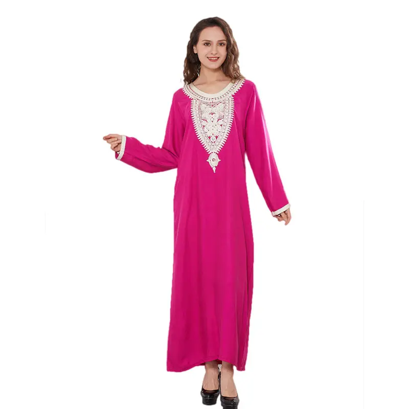 Прямая продажа с фабрики, OEM, мусульманская одежда, марокканская леди, мусульманская вискоза, длинная свободная абайя, летнее вискозное платье для мусульманских женщин