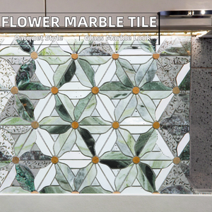 Mosaïque <span class=keywords><strong>de</strong></span> verre moderne à motif floral en <span class=keywords><strong>parquet</strong></span> découpé au jet d'eau pour crédence <span class=keywords><strong>de</strong></span> cuisine, mur <span class=keywords><strong>de</strong></span> salle <span class=keywords><strong>de</strong></span> bain, décoration intérieure/extérieure - Product Image 2