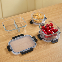 Boîte à lunch en verre à haute teneur en borosilicate avec couvercles en plastique chauffants Récipient alimentaire micro-ondable Nouveau design pour les enfants à l'école