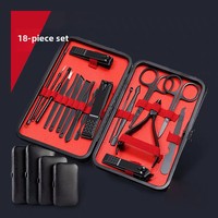 Ensemble de 18 coupe-ongles obliques noirs Outils de manucure complets pour couper les orteils Kit portable pour la beauté