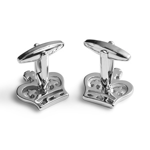 Mancuernillas de Alta Calidad con Forma de Corona de Manzana en Color Plateado con Diamantes, Regalo para Hombre - Product Image 6