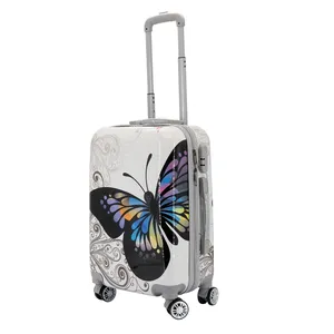 Transparent clair impression papillon style mode photo en gros coque dure grande capacité long chemin voyage bagages