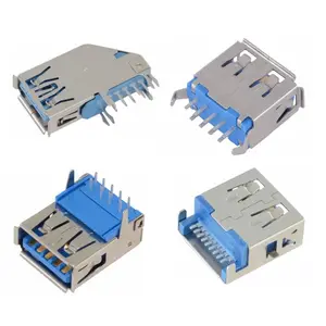 Free Sample 90 Degree DIP Plug-in USB 3.0 Type A Female I/O Receptacle Connector