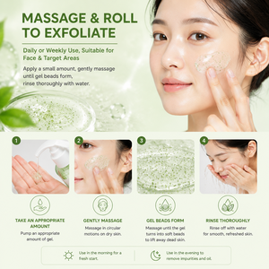 Nettoyant <span class=keywords><strong>visage</strong></span> exfoliant doux et naturel pour peaux mortes, gel aqua peeling LHA au thé vert pour pores profonds - Product Image 4