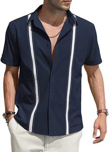 Camicia Estiva da Uomo 2026 in Lino con Design Cubano Shagua <span class=keywords><strong>Abella</strong></span>, Maniche Corte Colorblock, Stile Casual con Colletto - Product Image 4
