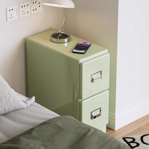 Creamy Green <b>Bedside</b> Table 2 Drawer Plastic Nightstand For Bedroom <b>Storage</b> Cabinet - Product Image 2
