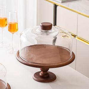Base de Cristal Transparente para Pastel con Tapa, Base de Madera para Pastel con Cúpula - Product Image 5