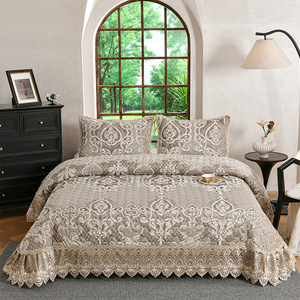 Ensemble de literie 3 pièces de luxe de style européen 2026 avec volants en dentelle, broderie jacquard, taies d'oreiller, taille King, chaud pour l'hiver - Product Image 1