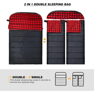 Polyester Umschlag Typ Schlafsack für Erwachsene <span class=keywords><strong>2</strong></span> Personen Kaltes Wetter Queen Size Flanell Camping Schwarz/Marineblau - Product Image 4