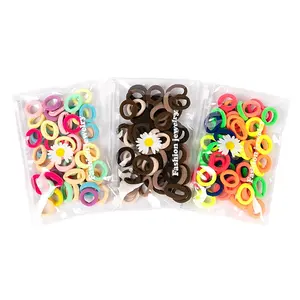 2021 new 50pcs/bag children's accessories towel ring seamless high elastic candy color small hair ring black hair rope