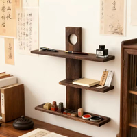 Étagère de rangement multi-niveaux en bois massif de style chinois pour vaisselle, service à thé et présentoir d'ornements, support de décoration réglable pour la maison