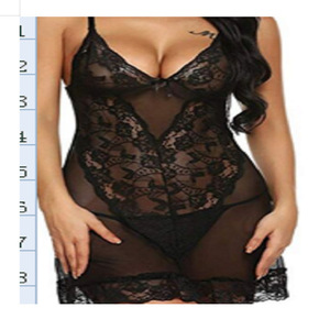 Nuevo conjunto de dos piezas de lencería negra de estilo europeo y americano, de imitación de seda, moderno y cómodo, con ribete de encaje. - Product Image 1