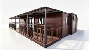 Maison conteneur extensible avec terrasse et auvent, villa de glamping en acier léger, cabane de vacances portable pour complexe hôtelier et hébergement familial - Product Image 5