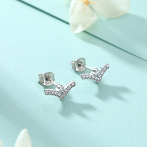 Joyería Personalizada al por Mayor, Pendientes de Plata 925 con Circonita Cúbica Brillante, Joyería para Novias - Product Image 5