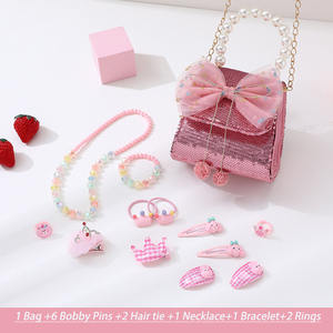 Sıcak satış küçük genç kız takısı takım çocuklar yürümeye başlayan kız için yüzük kolye bilezikler oyna - Product Image 5