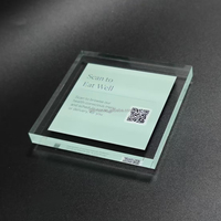 Logo de taille personnalisée support carré clair QR Code bloc de codes à barres en acrylique transparent