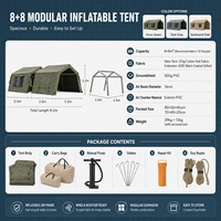 Carpa Inflable Modular OEM/ODM para 6-12 Personas, 16 Módulos, Expandible 8+8, Viga de Aire de 16 cm, PVC de 0.6 mm, Impermeable para 4 Estaciones, Ventanas de 3 Capas