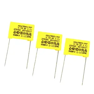 무료 샘플 고품질 노란색 상자 유형 154K 275V 0.15 미크로포맷 X2 안전 필름 커패시터 Mpx/Mkp