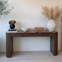 Table basse Byron Emperador de RH, buffet en bois cannelé avec armoire de rangement, meuble moderne pour l'entrée du salon