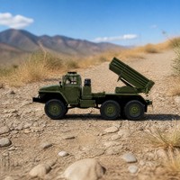 Camion militaire RC à l'échelle 1/16, 6x6, lance-roquettes, télécommande 2,4 GHz, véhicule tout-terrain avec lumières, prêt à rouler, jouet pour enfants
