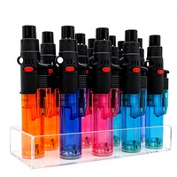 Briquet torche au butane D LOCK rechargeable, coupe-vent, en plastique, pour le camping, le barbecue et la cuisine