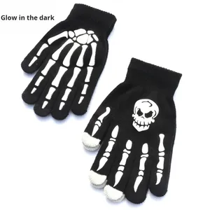 Halloween Skeleton Fluorescent <strong>Gloves</strong> Full Finger Skeleton Pattern <strong>Gloves</strong> with Luminous Cosplay Costume Accessories for Adults - Product Image 2