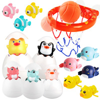 Jouet de bain Douyin flottant et pulvérisateur d'eau en forme de canard et d'œuf de pingouin mignon pour bébés et tout-petits