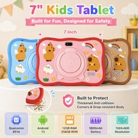 Tablette pour enfants de 7 pouces, Android 13, Qualcomm 8916, 12 Go + 256 Go, écran HD, coque en silicone antichoc, tablette éducative pour enfants
