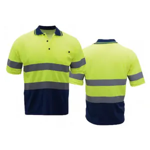 T-shirt haute visibilité ANSI sécurité citron vert Orange manches longues réfléchissant haute visibilité bouton POLO vert couleur rouge