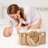 Organisateur de couches en polyester bouclé Teddy pour table à langer, panier de rangement pour lingettes, cadeau pour baby shower, organisateur de voiture