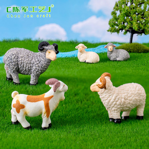 Miniatura de cabra de algodón para paisajismo, decoración de jardín y granja, accesorios de escritorio, pequeño ornamento. - Product Image 3
