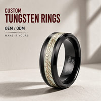 Bague personnalisée en carbure de tungstène noir de 8 mm pour homme, gravée, avec incrustation, alliance confortable, bague de fiançailles pour homme, OEM ODM, vente en gros