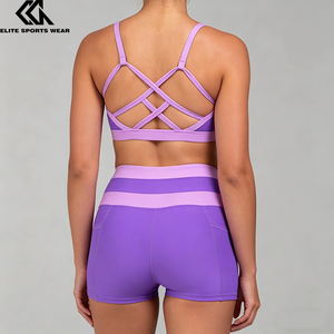 <strong>Purple</strong> Training Wear Color-blocked Athletic Wear Dance Academy <strong>Crop</strong> <strong>Top</strong> and Short - Product Image 3