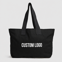 Grand sac fourre-tout en toile avec impression personnalisée du logo de la marque, sac de shopping en coton épais, sac de voyage et de plage écologique avec long ruban et fermeture éclair à lettres
