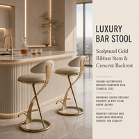 Tabouret de bar haut en acier inoxydable et cuir, style italien, luxe léger, minimaliste, moderne, sans accoudoirs, non pivotant, pour la maison et l'hôtel