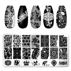 Modelli di Nail Art stampi pizzo fiore foglia farfalla Mandala Design metallo Nail Stamping piatti Stencil di stampa di lusso