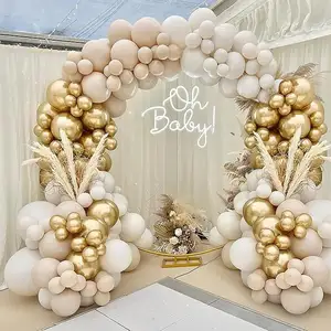 Beyaz kum altın lateks balonlar doğum günü süslemeleri Boho düğün için bebek duş balon çelenk kiti