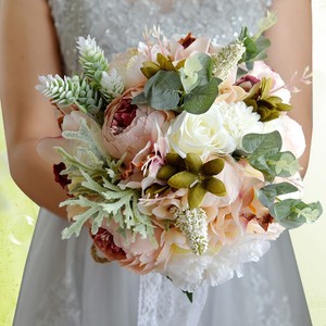 Suministros de Decoración para Bodas al por Mayor, Ramo de Novia y Damas de Honor con Flores Artificiales de Seda - Product Image 1