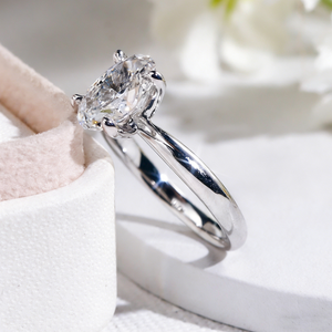 Bague de fiançailles solitaire en or jaune 14 carats, diamant synthétique CVD cultivé en laboratoire, taille ovale vintage, 1 carat, F VVS1, cadeau pour fête ou mariage - Product Image 3