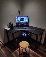 Bureau PC multifonctionnel en forme de L avec double table de jeu et étagère pour le bureau ou la maison