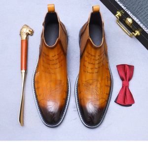 Men's Genuine Leather Ankle <b>Boots</b>-Handcrafted for Business Formal Wear-Chelsea Style Waterproof Anti-Slip Shoes - Product Image 3